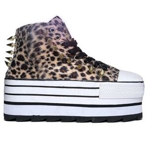 YRU Leopard Print Platform Sneakers